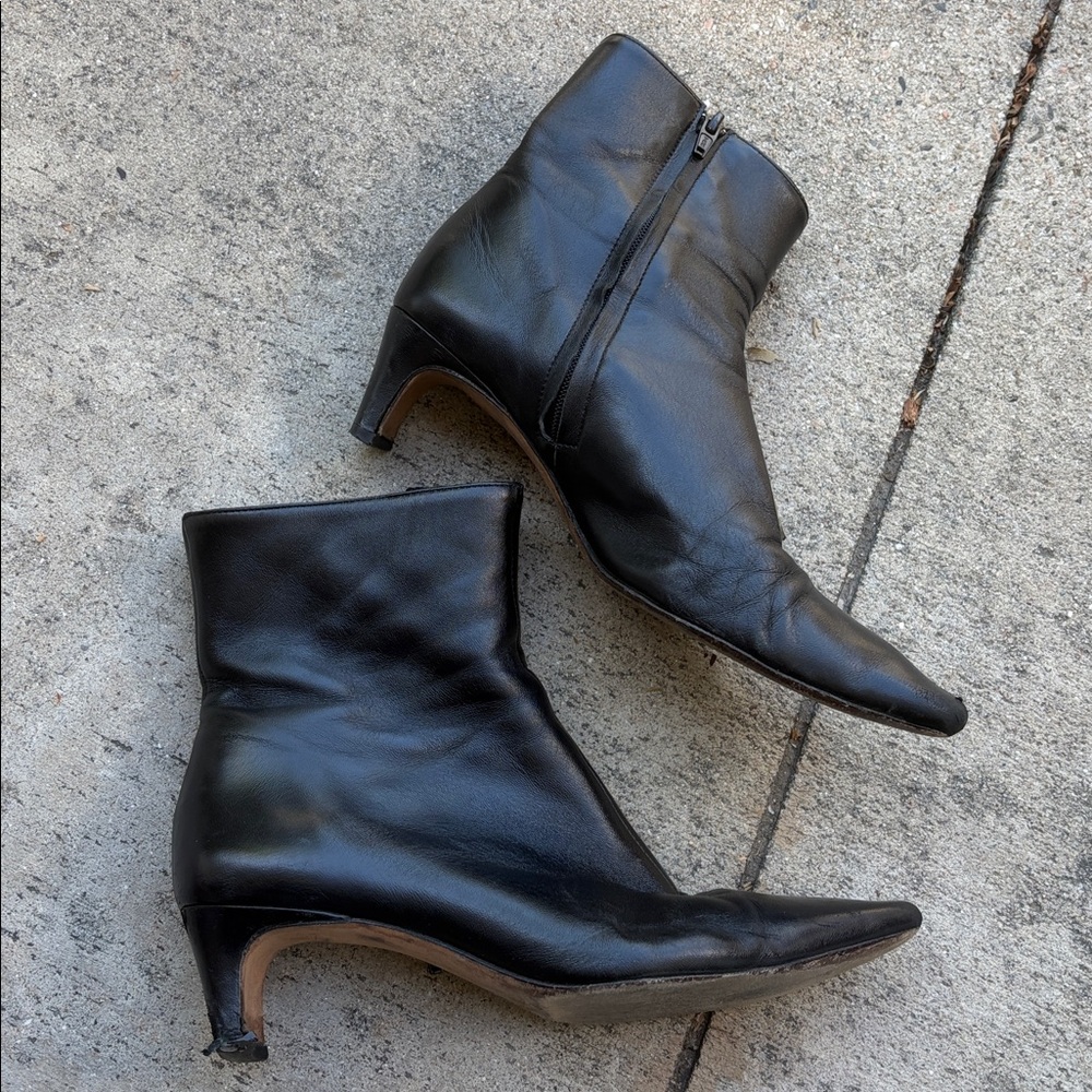 Staud Wally Boots used some wear at heel 37 1/2 square toe zipper booties flaw - Picture 13 of 16